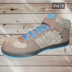 Deena & Ozzy - Urban Outfitters - Size 8 Blue-Brown Animal Print Hi-Top Sneakers